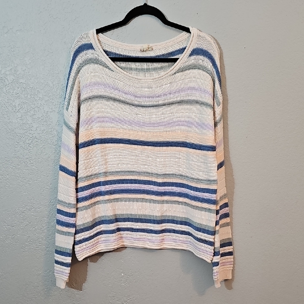 NWT Hem & Thread Pastel Striped Knit Sweater, Womens Large Oversized - Picture 2 of 7